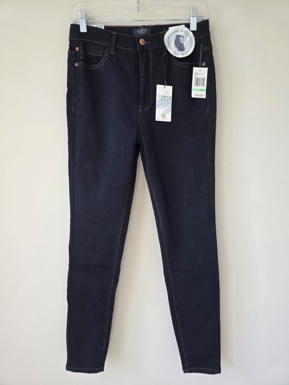 Curve Appeal High Rise Essential Skinny Jeans 29 Dark Wash NWT